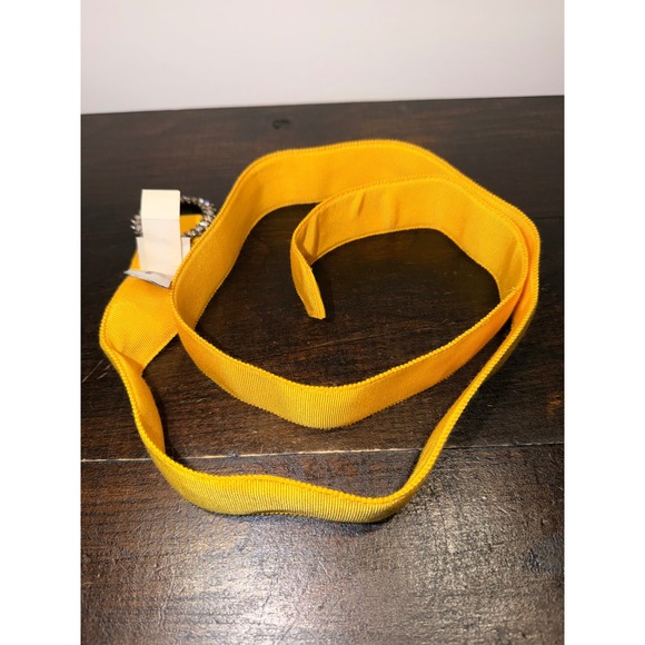 J. Crew Yellow Rayon Belt Crystal Jewel Buckle M L Accent Fashion #97278 - Picture 3 of 6
